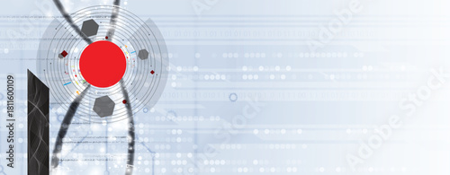 Futuristic DNA science background, connected neural network