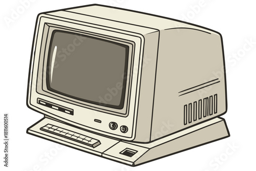  Beige vintage CRT computer monitor