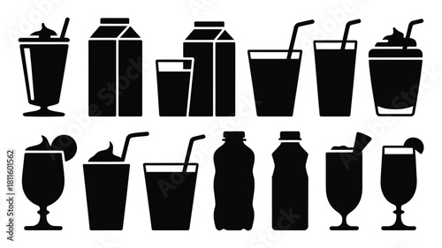 Various drinks and their containers icons