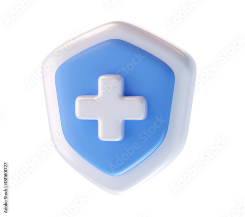 Medical Health Protection Shield 3D Icon Security Concept