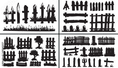 Fence Line Art, Garden Border Illustration, Wooden Fence Drawing, Outdoor Garden Design, Minimal Fence Vector, Park Outline Art, Home Garden Illustration, Hand Drawn Fence Art, Decorative Garden Patte