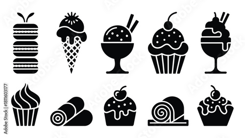Sweet dessert food icons collection graphic