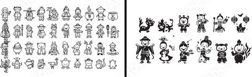 Robot Character Illustration, Cute Cartoon Figure, Hand Drawn Robot Vector, Mechanical Character Design, Kids Technology Art, Minimal Cartoon Illustration, Friendly Robot Drawing, Black and White Char