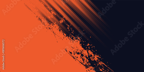 Dots halftone yellow and dark blue color pattern gradient grunge texture background. Dots pop art sport style vector illustration