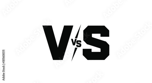 A stark black and white image displaying the letters v and s with a versus symbol