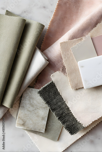 pieces of fabric in pastel colors, space for text