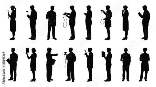 Silhouettes of professional workers vector