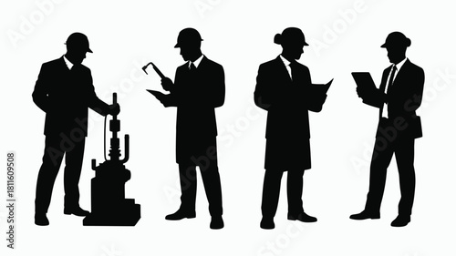 Industrial engineers professional silhouettes