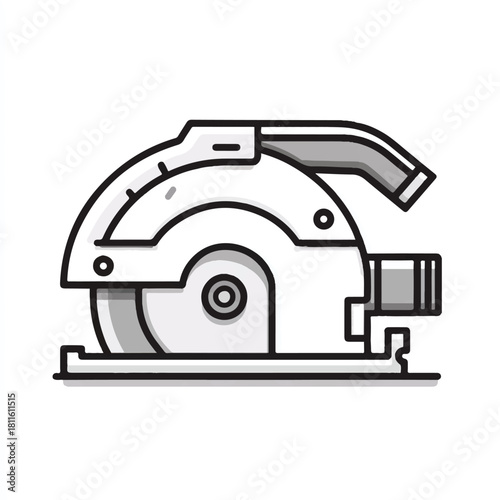 Circular saw line art illustration for construction woodworking or renovation