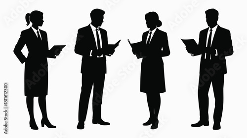 Business team silhouettes meeting discussion