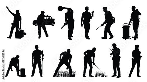 Security and law enforcement people silhouettes