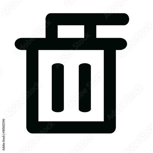 trash can icon
​A bold, clean, and highly versatile vector icon depicting a double-compartment waste or recycling bin. This minimal yet clear graphic is designed in a thick black outline against a 