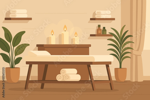 vector illustration of a spa room interior