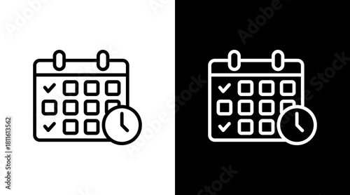 Calendar With Icon Set Design