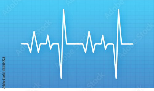 stylish medical health care blue banner with cardiograph design