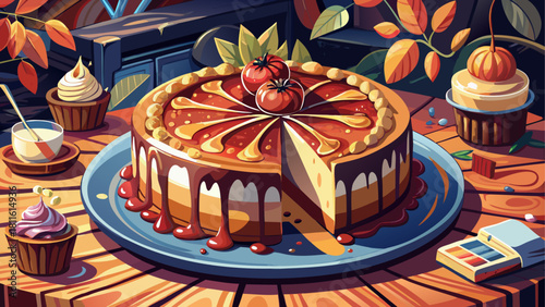 A mouthwatering dessert scene capturing the rich, velvety cheesecake filling, crisp crust, and subtle reflections, highlighting indulgence and culinary detail