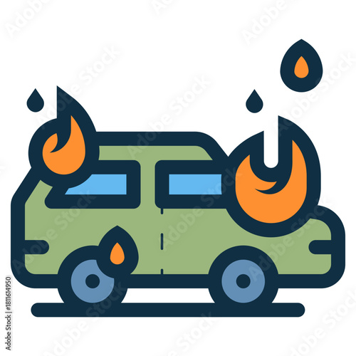 car fire burned by arson icon