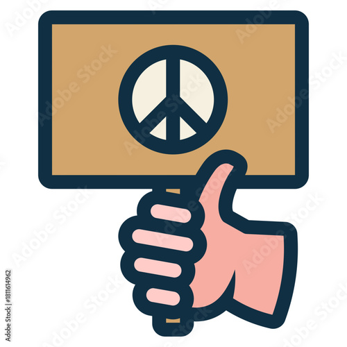 hand holding peace protest sign icon