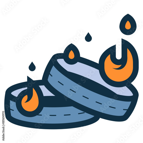 fire burning car tires icon