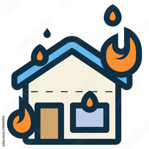 house fire by arson icon