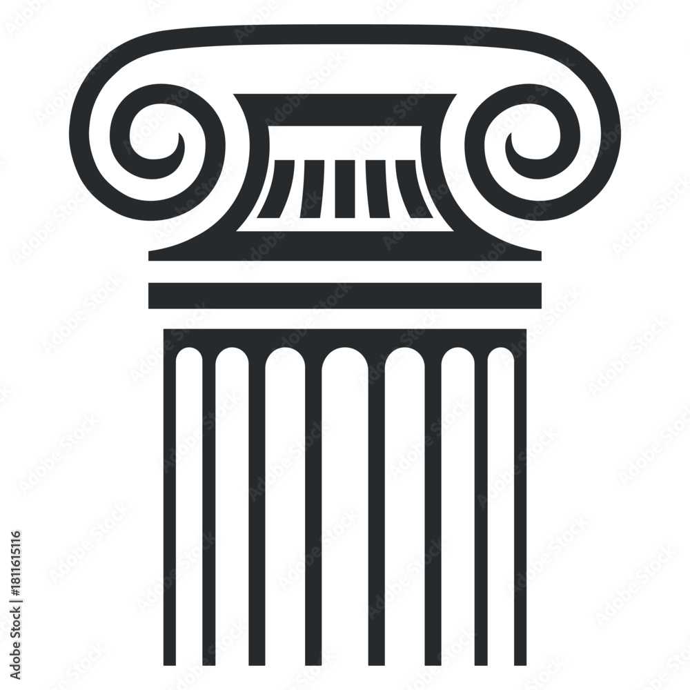 Fototapeta premium An icon of an antique column demonstrating classical architecture in simple vector format.
