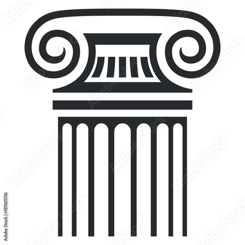 An icon of an antique column demonstrating classical architecture in simple vector format.