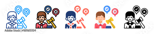 Court Decision Icon Sheet Multiple Style Collection 