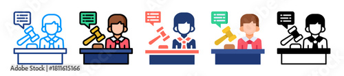 Legal Judgment Icon Sheet Multiple Style Collection 