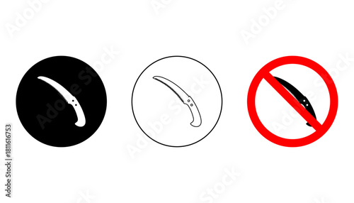 Curved knife symbols useful for tool or safety purposes
