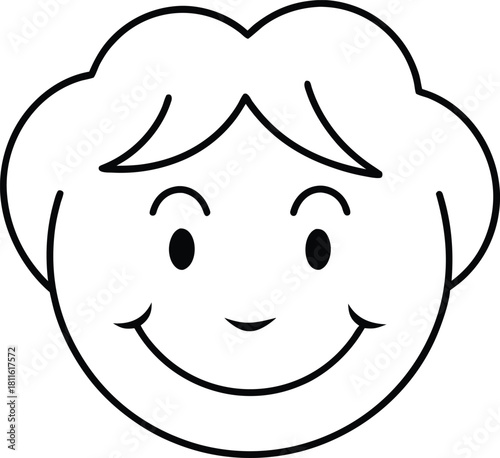 Shy Smile Face Line Art Illustration Transparent Background