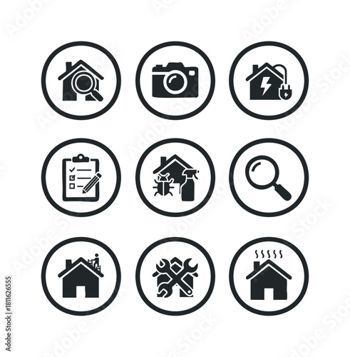 Comprehensive collection of property management and residential service icons for real estate platforms, home repair businesses, and household maintenance applications