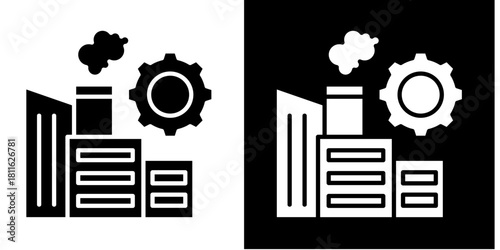 Factory  Icon Set White Style Collection