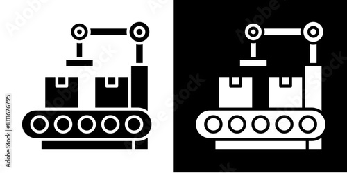 Conveyor Belt  Icon Set White Style Collection