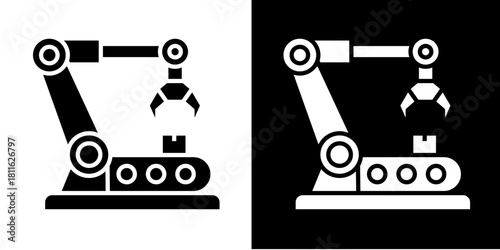 Industrial Robot  Icon Set White Style Collection