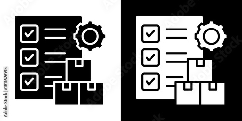 Production Planning  Icon Set White Style Collection
