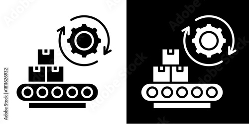 Manufacturing Process  Icon Set White Style Collection
