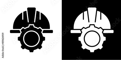 Safety Helmet  Icon Set White Style Collection