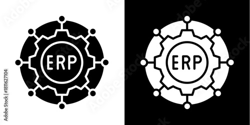 Manufacturing Erp  Icon Set White Style Collection