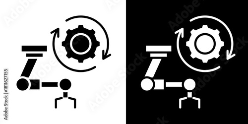 Robotics Automation  Icon Set White Style Collection