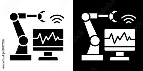 Machine Monitoring  Icon Set White Style Collection