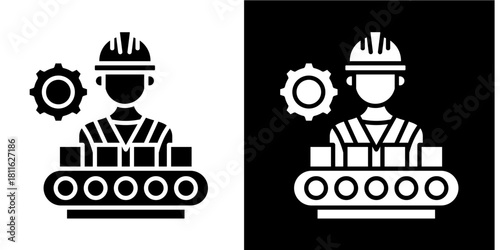 Assembly Worker  Icon Set White Style Collection