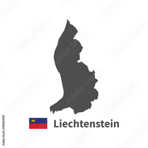 Liechtenstein map flag illustration on white background