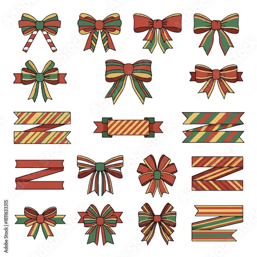Festive Bows and Ribbons: A Collection of Holiday Decorations.