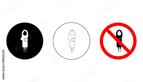 Voltage Tester Silhouette, Outline and Banned Icons for Electrical Tools and Equipment