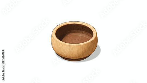 Isolated wooden bowl illustration on a white background art design
