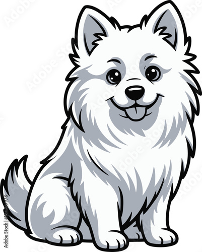 Cute cartoon a illustrator vector American Eskimo Dog