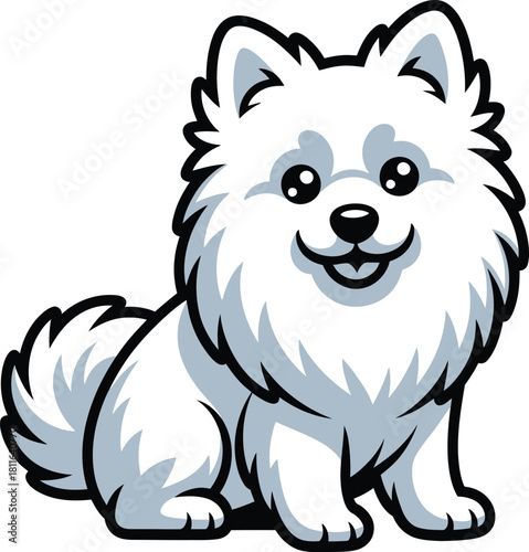 Cute cartoon a illustrator vector American Eskimo Dog