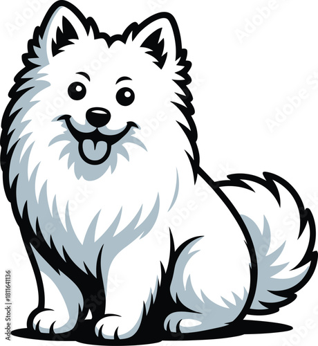 Cute cartoon a illustrator vector American Eskimo Dog