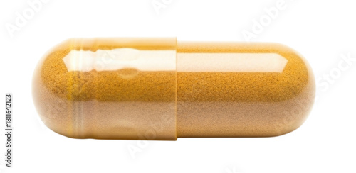 Yellow Powder Filled Clear Gel Medicine Capsule Isolated Cutout Transparent PNG