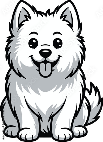 Cute cartoon a illustrator vector American Eskimo Dog